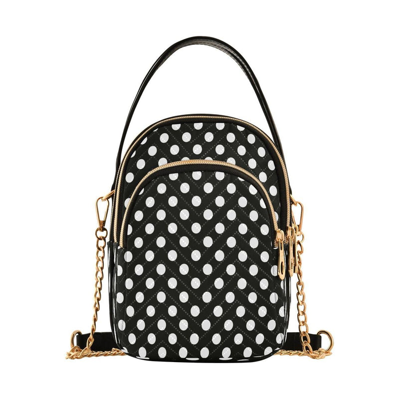 ALAZA Funny Polka Dot Black White Crossbody Bag Small Shoulder Handbags Leather Purse for Women