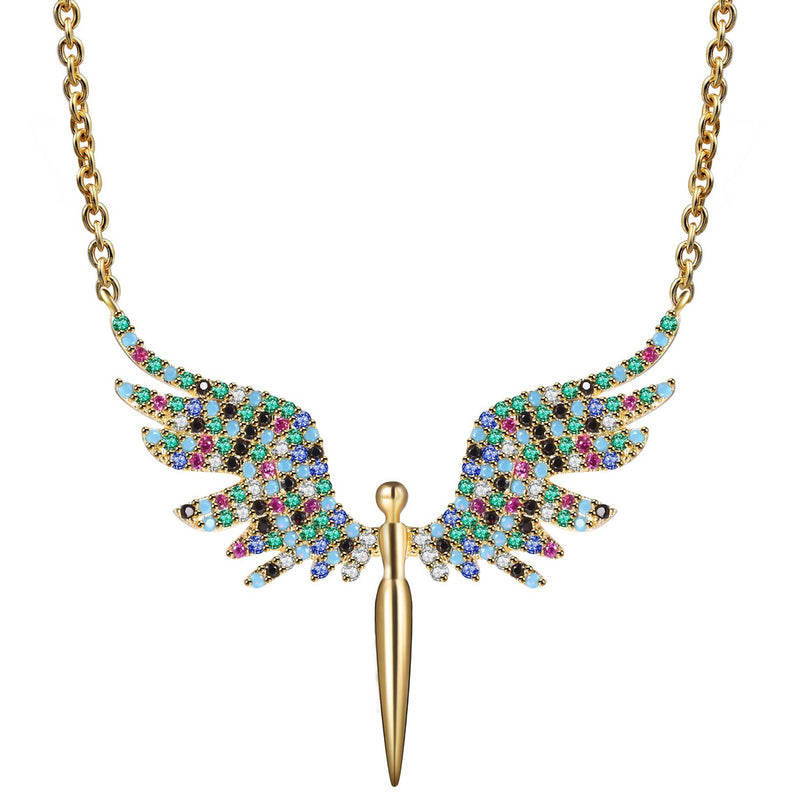Angel Wings Color Zircon Necklace for Mother's Day