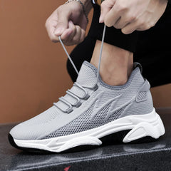 Chunky Lift Shoes Men Elevator Sneakers  Height Increase Insole 6cm  Mesh Summer Plus Size 36-46