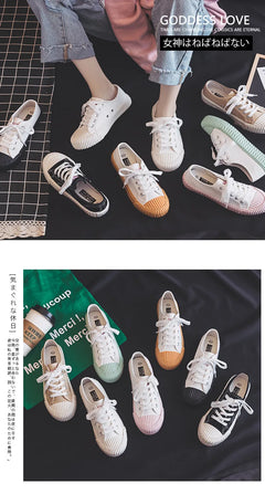 Canvas Shoes Female 2022 White Trendy Shoes Korean Ulzzang Cookies Sneakers Girls Vulcanized Shoes Casual Flat Heel 35-40 Pink