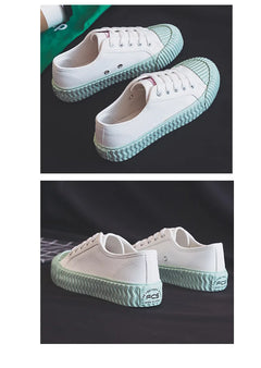 Canvas Shoes Female 2022 White Trendy Shoes Korean Ulzzang Cookies Sneakers Girls Vulcanized Shoes Casual Flat Heel 35-40 Pink