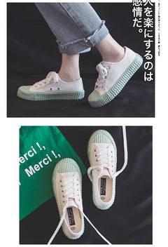 Canvas Shoes Female 2022 White Trendy Shoes Korean Ulzzang Cookies Sneakers Girls Vulcanized Shoes Casual Flat Heel 35-40 Pink