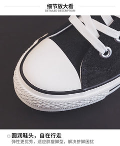 8cm High Heels Shoes Casual Canvas Shoes Platform Wedges High Top Ladies Hidden Wedge Heels Elevator Shoes