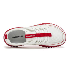 HOBIBEAR Wide Toe Running Sneakers Unisex Minimalist Mesh Breathable Shoes Artificial Leather Lace Up Walking Sneakers