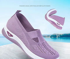 Women's New Summer Shoes Mesh Breathable Sneakers Light Slip on Flat Sandals Anti-slip Walking Woven Shoes Zapatillas De Mujer