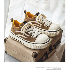 Brand Low Top Men's Canvas Sneakers Black Harajuku Big Head Platform Canvas Shoes Men Breathable Sport Casual Board Shoes Men