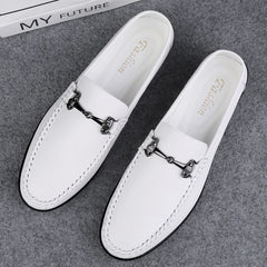 Elegantes Men Genuine Leather Loafers Non Slip Walking Shoes Breathable Outdoor Slip on Flats Casual Shoes Man Driving Moccasins