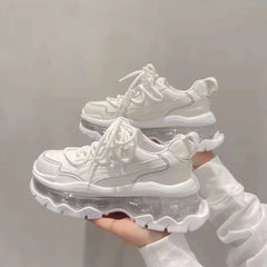 Shoes Women Sneakers Fashion Sole Design Light Color Summer Chunky Luxury Casual Sports Lace-up Basic Walking Shoes