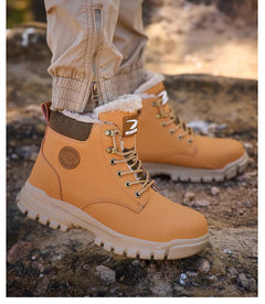 New 2024 Fashion Winter Velvet Work Safety Boots For Men Nail Proof Indestructible Waterproof Steel Toe Cap Male Sneakers