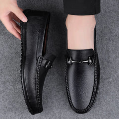Elegantes Men Genuine Leather Loafers Non Slip Walking Shoes Breathable Outdoor Slip on Flats Casual Shoes Man Driving Moccasins