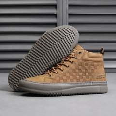 New Fashionable Versatile Men's Shoes, Casual Sports Shoes with Soft Soles and Soft Uppers, Mid-Top Retro Work Shoes, Wear-Resistant Trendy Shoes, British Style Lace-Up Shoes