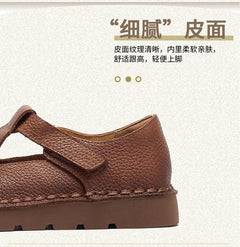 Johnature 2026 Spring New Square Toe Thick Soled Comfortable Commuter Women's Shoes Retro Genuine Leather Flats