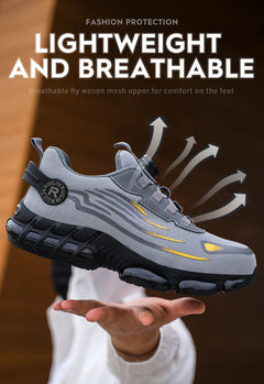 Indestructible Steel Toe Shoes for Men Women Construction Industrial Work Safety Sneakers Rotated Button Easy Wear