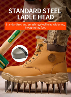 New 2024 Fashion Winter Velvet Work Safety Boots For Men Nail Proof Indestructible Waterproof Steel Toe Cap Male Sneakers