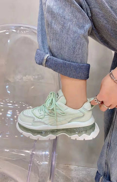 Shoes Women Sneakers Fashion Sole Design Light Color Summer Chunky Luxury Casual Sports Lace-up Basic Walking Shoes