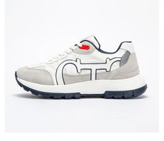 CHCH Women's Tennis Shoes 2024 Spring New Bull Leather+Fabric Spliced Casual Sports Shoes