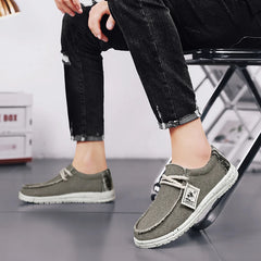 Men's Canvas Shoes Summer 2023 New Lightweight Breathable Soft Slip on Casual Shoes Fashion Beach Vacation Loafers Men Footwear