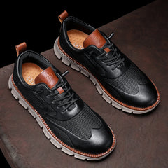 Men's Premium Leather Oxford Sneakers Casual Comfort Walking Shoes Navy Black Brown Fashion British Style Big Size 50 51 52