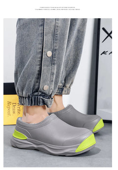 STRONGSHEN Men Plush Warm Chef Shoes Outdoor Garden Clogs Proffesional Waterproof Oilproof Non-Slip Kitchen Shoes For Pet Work