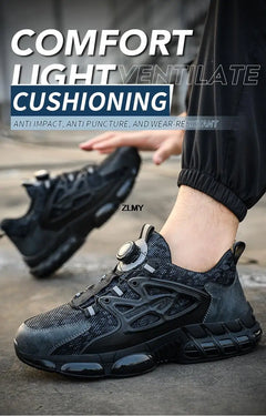 ZLMY Rotating Button Safety Shoes Men Steel Toe Sneakers Air Cushion Work Shoes Man Puncture Proof Work Safety Boots Protective
