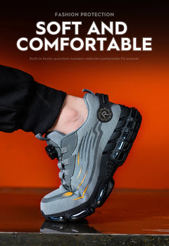 Indestructible Steel Toe Shoes for Men Women Construction Industrial Work Safety Sneakers Rotated Button Easy Wear
