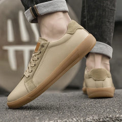 2025 New Luxury Cow Leather Casual Outdoor Sneakers for Men Flat Designer Antiskid Walking Shoes Fashion Lace-Up Oxford Shoes