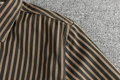 2025 Autumn And Winter New American Retro Stripe Long-Sleeve Lapel Shirt Men's Simple Fashion Washed Multi-pocket Casual Blouses