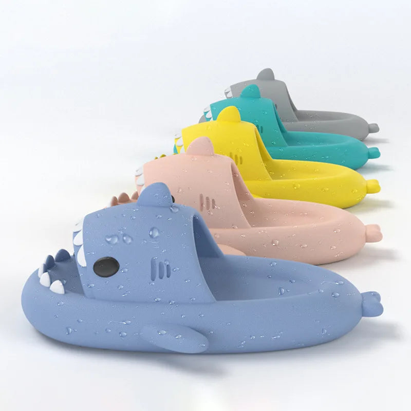 2024 Summer Shark Slippers Women Slides Men Bathroom Flip Flops Home Anti-Skid Flat Shoes Outdoor Fins Removable Slides Sandals