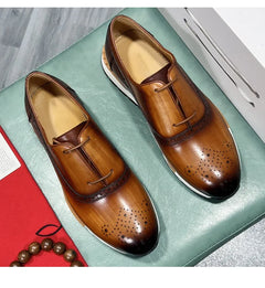 Spring Casual Shoes Men's Genuine Leather Anti-skid Sports Shoes Outdoor Walking Shoes Classic Pointed Breathable Leather Shoes