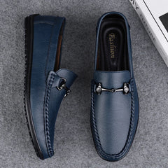 Elegantes Men Genuine Leather Loafers Non Slip Walking Shoes Breathable Outdoor Slip on Flats Casual Shoes Man Driving Moccasins