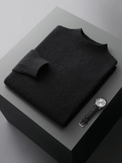 New Men's 100% Merino Wool Mock Neck Pullover Soft Warm Jumpers Quality Cashmere Sweater Casual Smart Knitwear Basic Tops Clothi