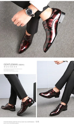 Luxury Men Oxford Shoes Retro Floral Pattern Men Dress Shoes Fashion Lace-Up Flats High Quality Business Men Party Wedding Shoes