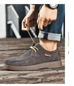 High Quality Men Casual Shoes Suede Leather Work Shoes Platform British Business Party Dress Shoes Male Lace-up Flats Sneakers