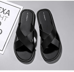 Men's Outdoor Slippers Beach Flat Flip-flop Slippers Summer Casual Slippers Indoor Home Men's Non Slip Shoes Breathable Sandals