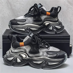 Chunky Sneaker Men Designer Sport Shoes Fashion Casual Microfiber Leather Fabric Breathable Height Increased Flat Platform Shoes