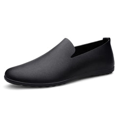 New Mens Casual Leather Shoes Handmade Lightweight Mens Loafers Moccasins Breathable Slip on Flats Soft-Soled Male Driving Shoes