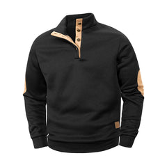 Spring Autumn Men's Casual Pullover Button Down Stand Collar Henley Polo Coats Long Sleeve Stand Collar Sweatshirts for Sport