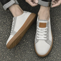 2025 New Luxury Cow Leather Casual Outdoor Sneakers for Men Flat Designer Antiskid Walking Shoes Fashion Lace-Up Oxford Shoes