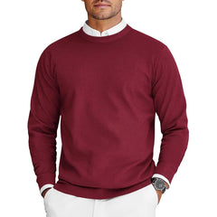 New Mens Crew Neck Sweaters Long Sleeve Lightweight Knit Dress Pullover Sweaters Solid Color Oversize Streetwear Man