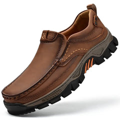 Retro Style Leather Loafers Mens Comfort Casual Shoes Breathable Male Driving Footwear Moccasin Travel Climbing Camping Footwear