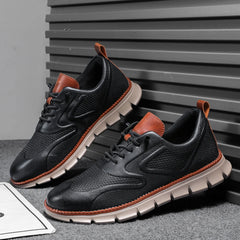 Men's Premium Leather Oxford Sneakers Casual Comfort Walking Shoes Navy Black Brown Fashion British Style Big Size 50 51 52