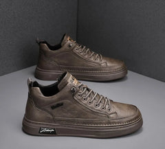 Classic Men Leather Casual Shoes Spring New High Top Platform Shoes Loafers Luxury British Business Style Walking Shoe Masculino