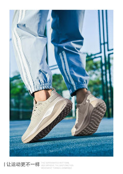 Men's breathable mesh thick-sole running shoes four season soft-sole non-slip outdoor casual sports shoes fashion light sneakers