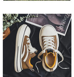 Brand Low Top Men's Canvas Sneakers Black Harajuku Big Head Platform Canvas Shoes Men Breathable Sport Casual Board Shoes Men