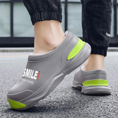 STRONGSHEN Men Plush Warm Chef Shoes Outdoor Garden Clogs Proffesional Waterproof Oilproof Non-Slip Kitchen Shoes For Pet Work