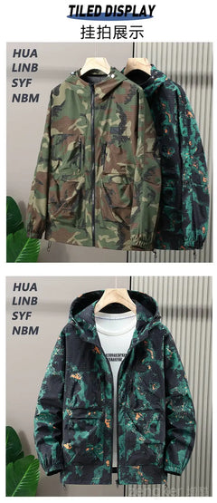 Extra large men's loose workwear windbreaker plus size trendy camouflage casual jacket assault coat 12XL 11XL 10XL men clothing