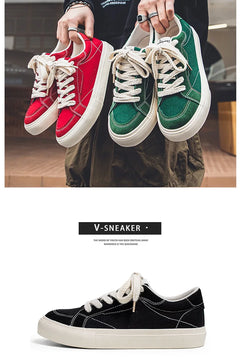 Men Skateboarding Shoes Canvas Thick Bottom Platform Shoes Comfortable Breathable Vulcanized Shoes Casual Sneakers Student Shoe