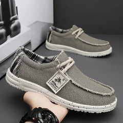 Men's Canvas Shoes Summer 2023 New Lightweight Breathable Soft Slip on Casual Shoes Fashion Beach Vacation Loafers Men Footwear