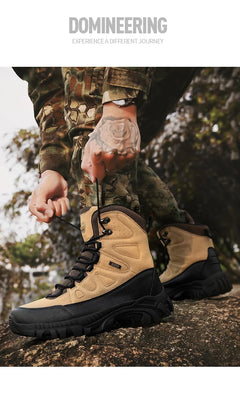Men Tactical Boots Lace Up Military Army Boot Unisex Work Hiking Shoe Desert Waterproof Brand Climbing Shoe Male Ankle Size Plus
