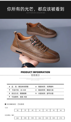New Leather Shoes for Men Non-slip Sports Fashion Comfortable Sneakers Male Flat Slip-on Casual Brand Men's Casual